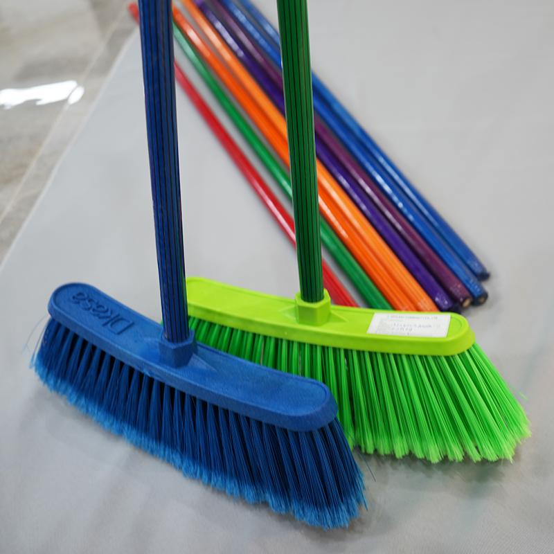 Blue Plastic Brooms with Sturdy Handles and Dense Bristles Hard Broom Brush Head for Efficient Home Cleaning