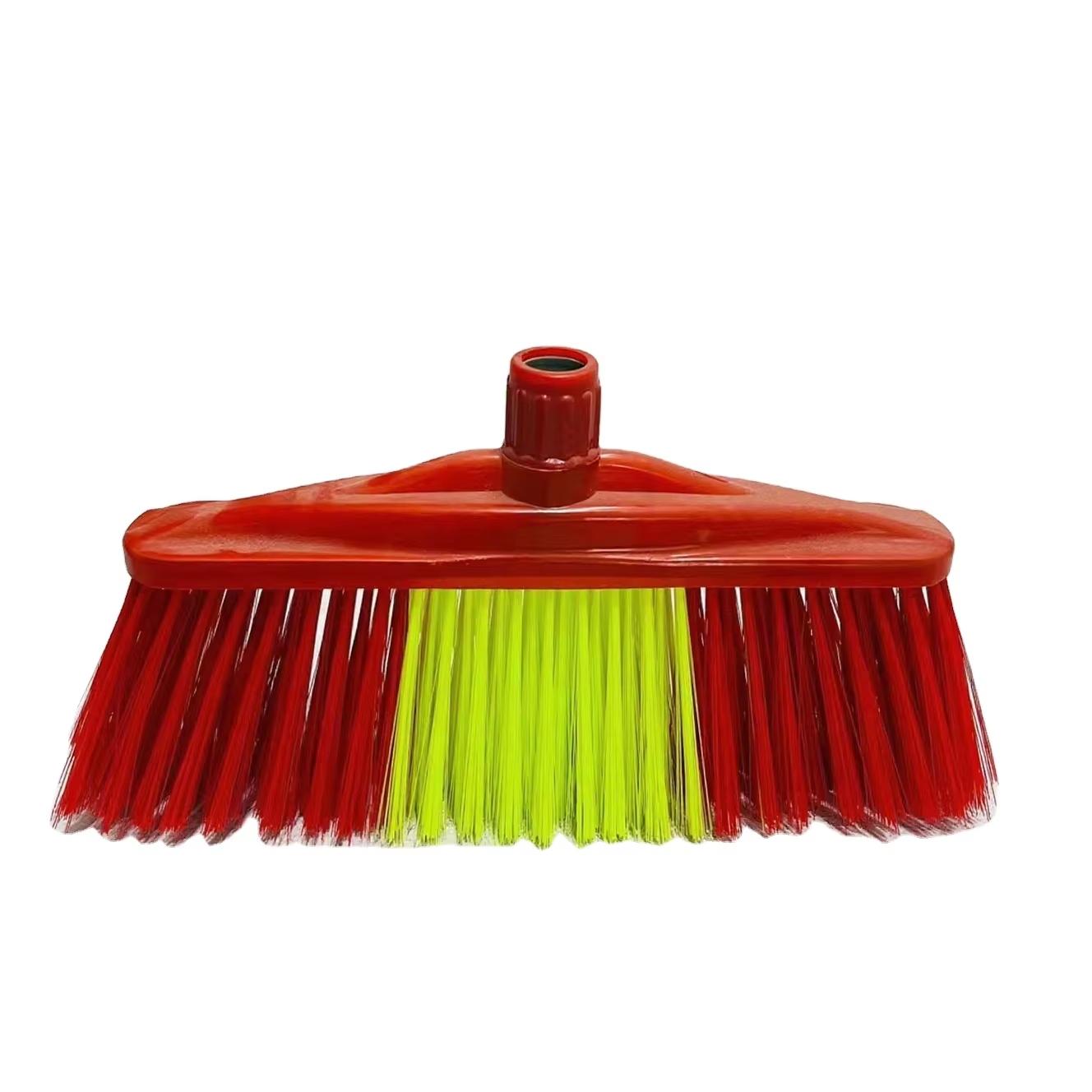 Red and Yellow Two Tone Plastic Broom Head Dual Function Bristles with Varied Quality