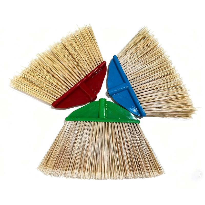 Factory Direct 3 -piece Set of Color Brooms with Sturdy Straw Plastic Bristles